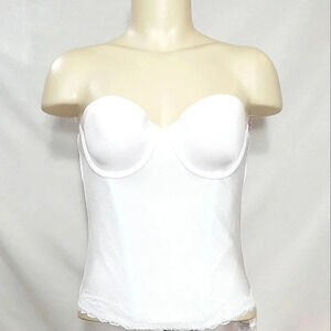 34B Jezebel 30242 Lace Attraction Bustier Long Line UW Bridal Bra White NWT